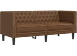 Syfax™ Divano Chesterfield A 2 Posti Marrone In Pelle Finta Scamosciata