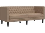 Syfax™ Poltrona Chesterfield A 2 Posti Cappuccino In Pelle Finta