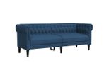 Syfax™ Divano Chesterfield A 3 Posti Blu In Tessuto