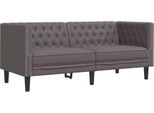 Syfax™ Divano Chesterfield A 2 Posti Grigia In Pelle Finta