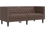 Syfax™ Divano Chesterfield A 2 Posti Marrone In Pelle Finta