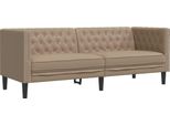 Syfax™ Poltrona Chesterfield A 3 Posti Cappuccino In Pelle Finta