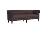 Syfax™ Divano Chesterfield A 3 Posti Marrone Scuro In Tessuto