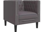Syfax™ Poltrona Chesterfield Grigia In Pelle Finta