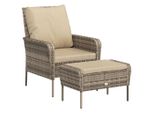 Syfax™ Poltrona Da Giardino Con Poggiapiedi Polyrattan Marrone Chiaro