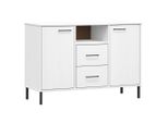 Syfax™ Credenza Gambe Metallo Bianco 113X40X77 Cm Legno Massello Oslo