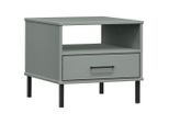 Syfax™ Comodino Con Gambe In Metallo Grigio Legno Massello Pino Oslo