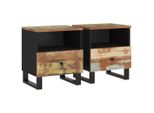 Syfax™ Comodini 2Pz In Legno Massello Di Recupero E Legno Multistrato