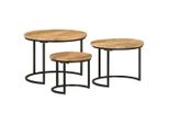 Syfax™ Tavolini A Incastro 3 Pz In Legno Massello Grezzo Di Mango