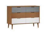 Syfax™ Cassettiera Molde Marrone 113X40X80Cm In Legno Massello Di Pino