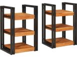 Syfax™ Comodino 2 Pcs Marrone E Nero Legno Massello Di Acacia