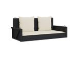 Syfax™ Panca A Dondolo Con Cuscini Nera 119X56X48 Cm In Polyrattan
