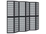 Syfax™ Divisorio Ambienti 6 Pannelli Nero Legno Massello Di Paulownia