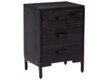 Syfax™ Comodino Nero 40X30X55 Cm Legno Massello Di Pino Riciclato