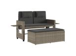 Syfax™ Panca Reclinabile Da Giardino Con Cuscini Grigia In Polyrattan