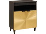 Syfax™ Credenza Nero E Oro 60 X 33 X 75 Cm Legno Di Mango Massello