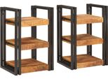 Syfax™ Comodino 2 Pcs Marrone E Nero Legno Di Mango Massello