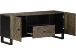Syfax™ Mobile Porta Tv Nero 105X33X46 Cm In Legno Massello Di Mango