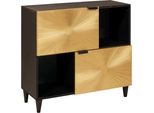 Syfax™ Mobile Laterale Con Lo Scaffale Nero E Oro 80 X 33,5 X 75 Cm