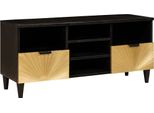 Syfax™ Mobile Tv Nero E Oro 100 X 33 X 46 Cm Legno Multistrato
