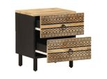 Syfax™ Comodino Nero 40X33,5X46 Cm In Legno Massello Di Mango Grezzo