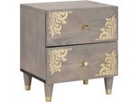 Syfax™ Armadio Da Notte Grigio 40 X 33 X 46 Cm Legno Di Mango Massello