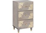 Syfax™ Credenza Grigio E Oro 40 X 33 X 75 Cm Legno Di Mango Massello