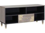 Syfax™ Mobile Tv Grigio 100 X 33 X 46 Cm Legno Di Mango Massello