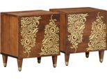 Syfax™ Comodino Con Porta 2 Pcs Marrone Miele 40 X 33 X 46 Cm