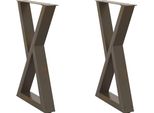 Syfax™ Gambe Per Tavolo Da Pranzo 2 Pz In Acciaio Naturale 60X(72-73,3) Cm