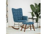 Syfax™ Poltrona A Dondolo Con Poggiapiedi Blu In Velluto