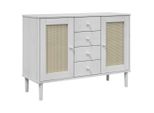 Syfax™ Credenza Senja Aspetto Rattan Bianco 112X40X80 Cm Massello Pino