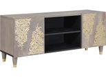 Syfax™ Mobile Tv Grigio 105 X 33 X 46 Cm Legno Di Mango Massello