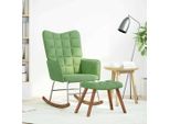 Syfax™ Poltrona A Dondolo Con Poggiapiedi Verde Chiaro In Velluto