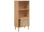 Syfax™ Credenza Senja Aspetto Rattan Marrone 60X35X130 Cm Legno Pino