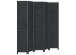 Syfax™ Divisorio Ambienti 5 Pannelli Nero Legno Massello Di Paulownia
