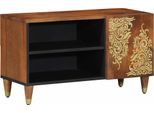 Syfax™ Mobile Tv Marrone Miele 80 X 33 X 46 Cm Legno Di Mango Massello