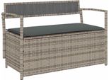 Syfax™ Panca Portaoggetti Da Giardino Con Cuscino Grigio In Polyrattan