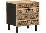 Syfax™ Comodini 2Pz Neri 40X33,5X46 Cm Legno Massello Mango Grezzo