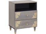 Syfax™ Armadio Da Notte Grigio 50 X 33 X 62 Cm Legno Di Mango Massello