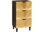 Syfax™ Credenza Nero E Oro 40 X 33 X 75 Cm Legno Di Mango Massello