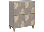 Syfax™ Credenza Grigio E Oro 60 X 33 X 75 Cm Legno Di Mango Massello