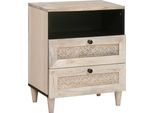 Syfax™ Armadio Da Notte Beige 50 X 33 X 62 Cm Legno Massello Di Acacia