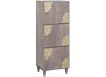 Syfax™ Credenza Grigio E Oro 40 X 33 X 110 Cm Legno Di Mango Massello