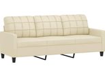 Syfax™ Divano A 3 Posti Crema 180 Cm In Pelle Finta