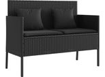 Syfax™ Panca Da Giardino Con Cuscini Nera In Polyrattan