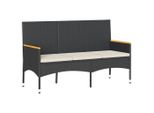 Syfax™ Panca Da Giardino A 3 Posti Con Cuscini Nera In Polyrattan