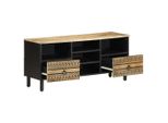 Syfax™ Mobile Porta Tv Nero 100X33,5X46 Cm Legno Massello Mango Grezzo