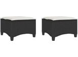Syfax™ Sgabelli Giardino Con Cuscini 2 Pz Nero 55X55X36 Cm Polyrattan