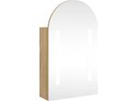 Syfax™ Armadietto Bagno Con Specchio E Led Ad Arco Rovere 42X13X70 Cm